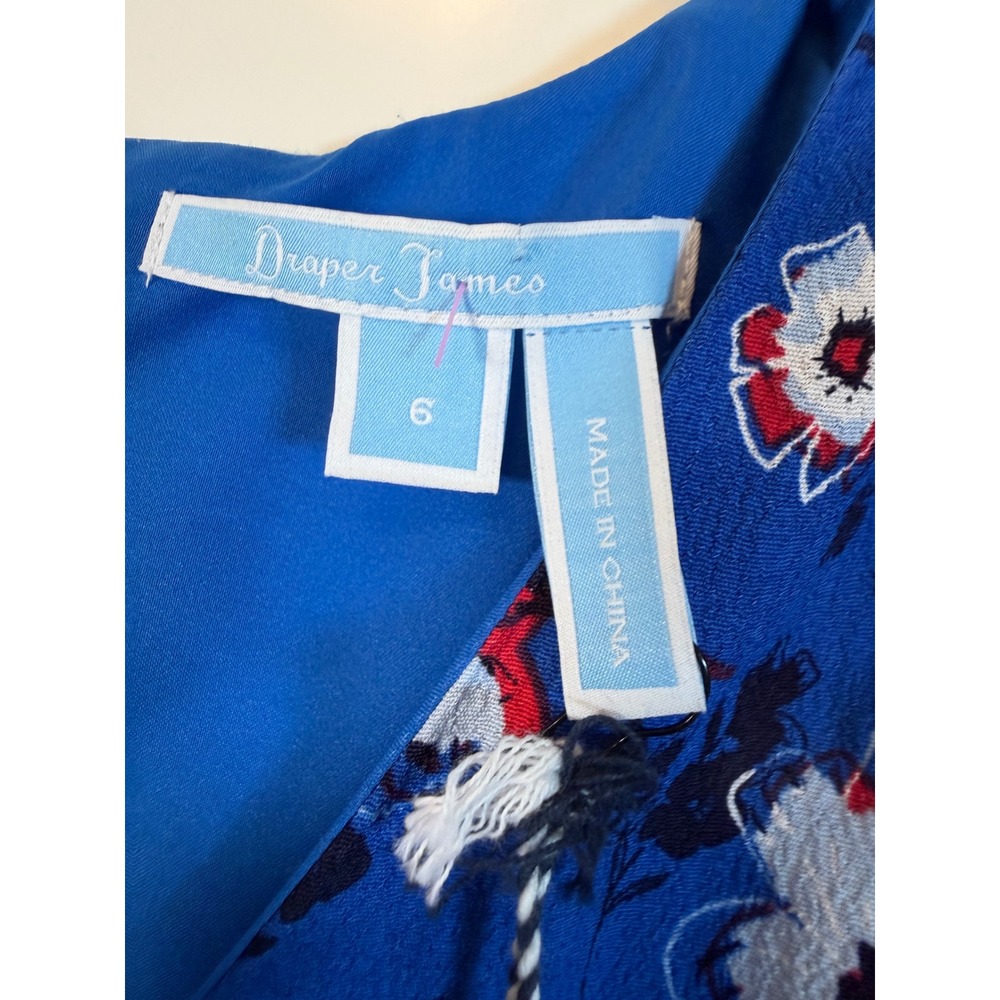 Draper James Royal Blue Floral A-Line Bell Sleeve Dress Size 6 NWT - Picture 3 of 10